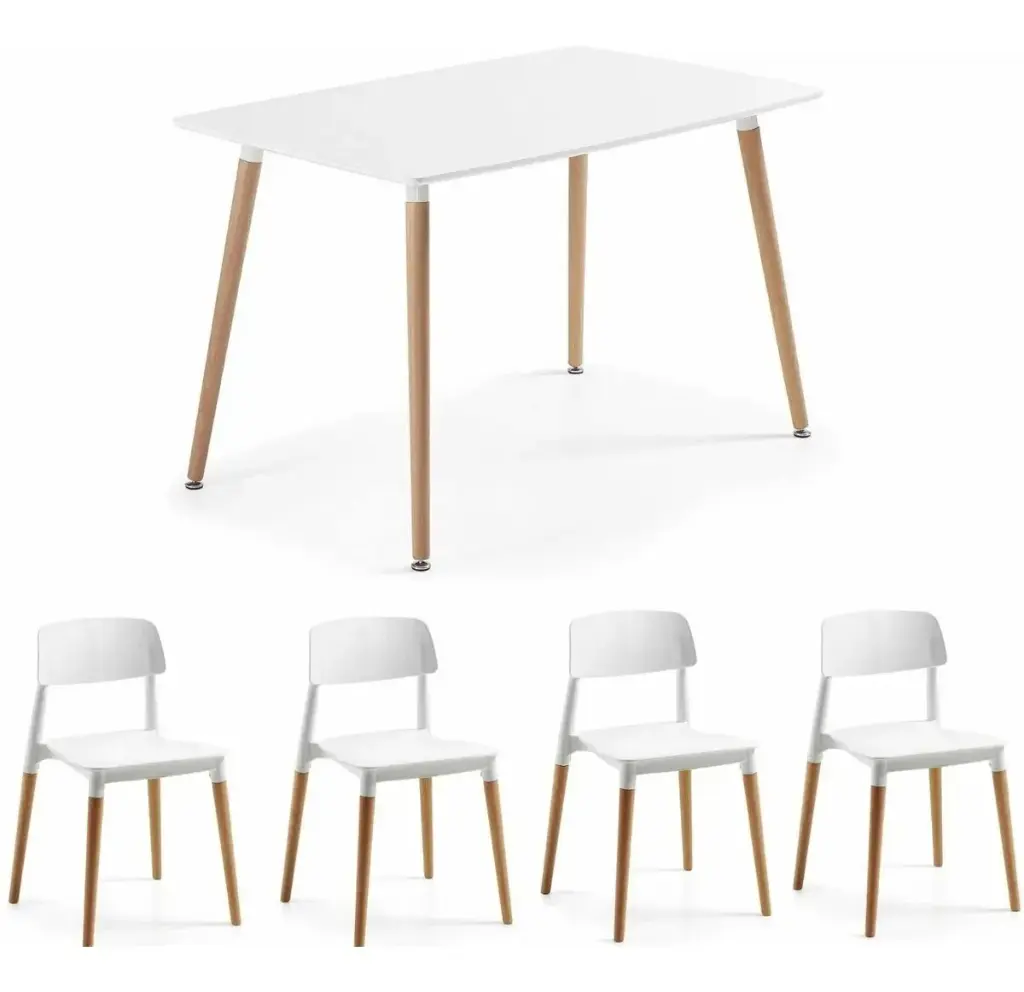 Juego De Comedor Mesa Eames 120x80 + 4 Sillas Milan 